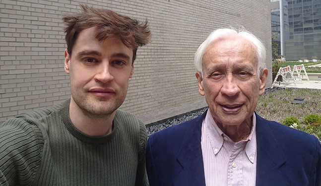 Sergio Miguel Tomé, investigador de la Universidad de Salamanca, y Rodolfo Llinás, reputado catedrático de la Escuela de Medicina de la Universidad de Nueva York