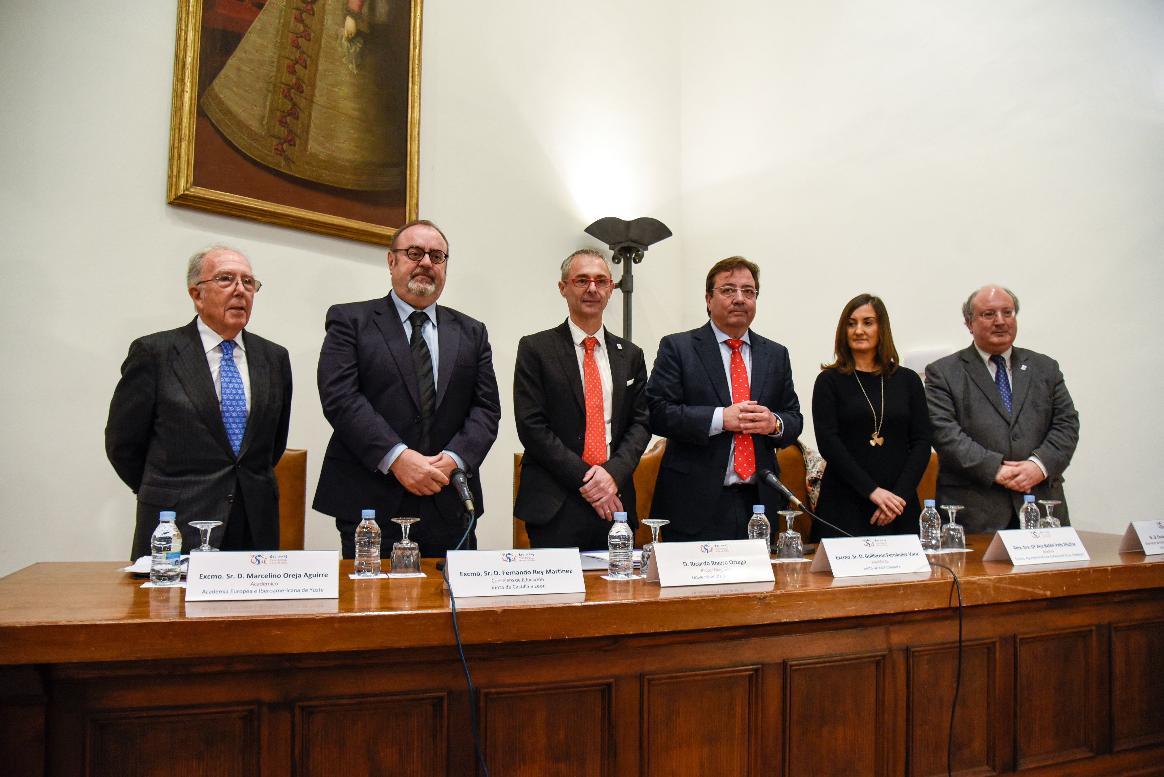 Marcelino Oreja, Fernando Rey, Ricardo Rivero, Guillermo Fernández Vara, Ana Belén Valls y Enrique Cabero