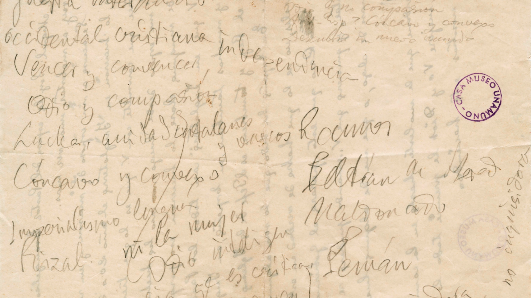 Notas de Miguel de Unamuno tomadas durante los sucesos del Paraninfo (12/10/1936)