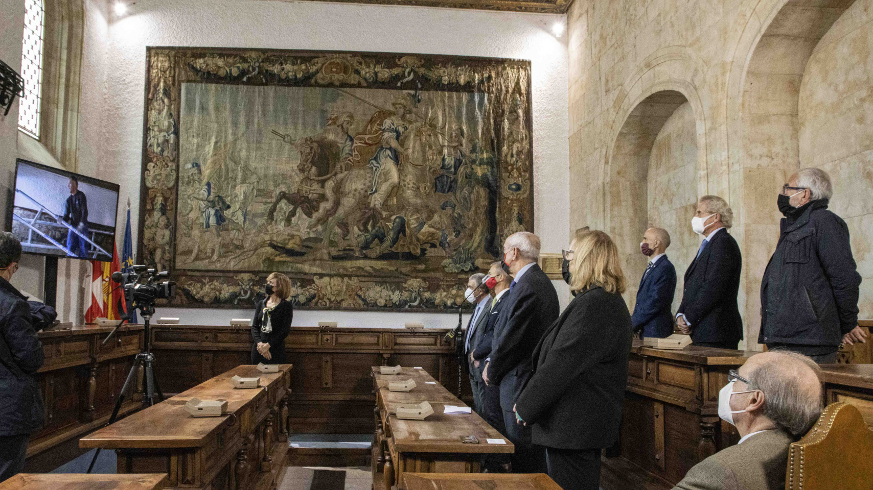 Las autoridades participantes del acto