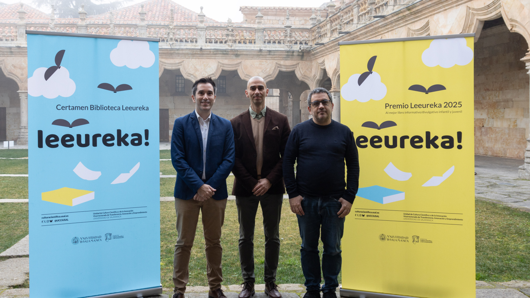 Federico Bueno de Mata, Raúl Rivas y Miguel Battaner en la presentación de Leeureka!