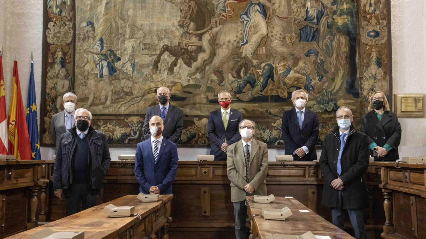 Las autoridades participantes del acto