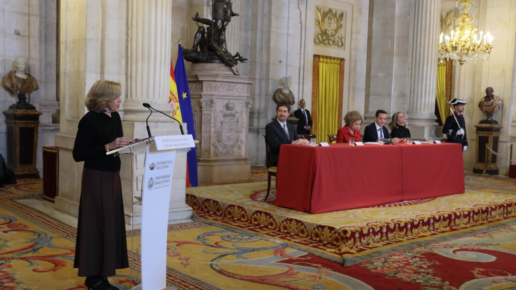 Ana de la Cueva, presidenta de Patrimonio Nacional, en su discurso en el acto de entrega del Premio Reina Sofía de Poesía Iberoamericana