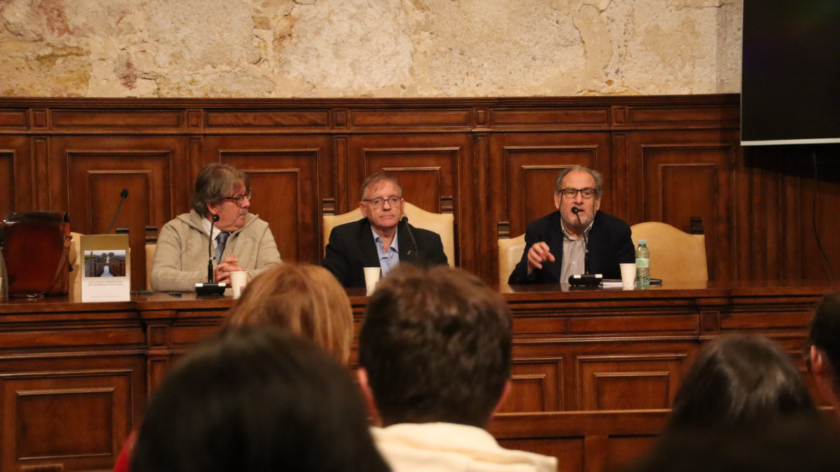 Miguel Ángel García Figuerola, Luis Alfonso Hortelano Mínguez y  Juan Ignacio Plaza Gutiérrez en la presentación del libro