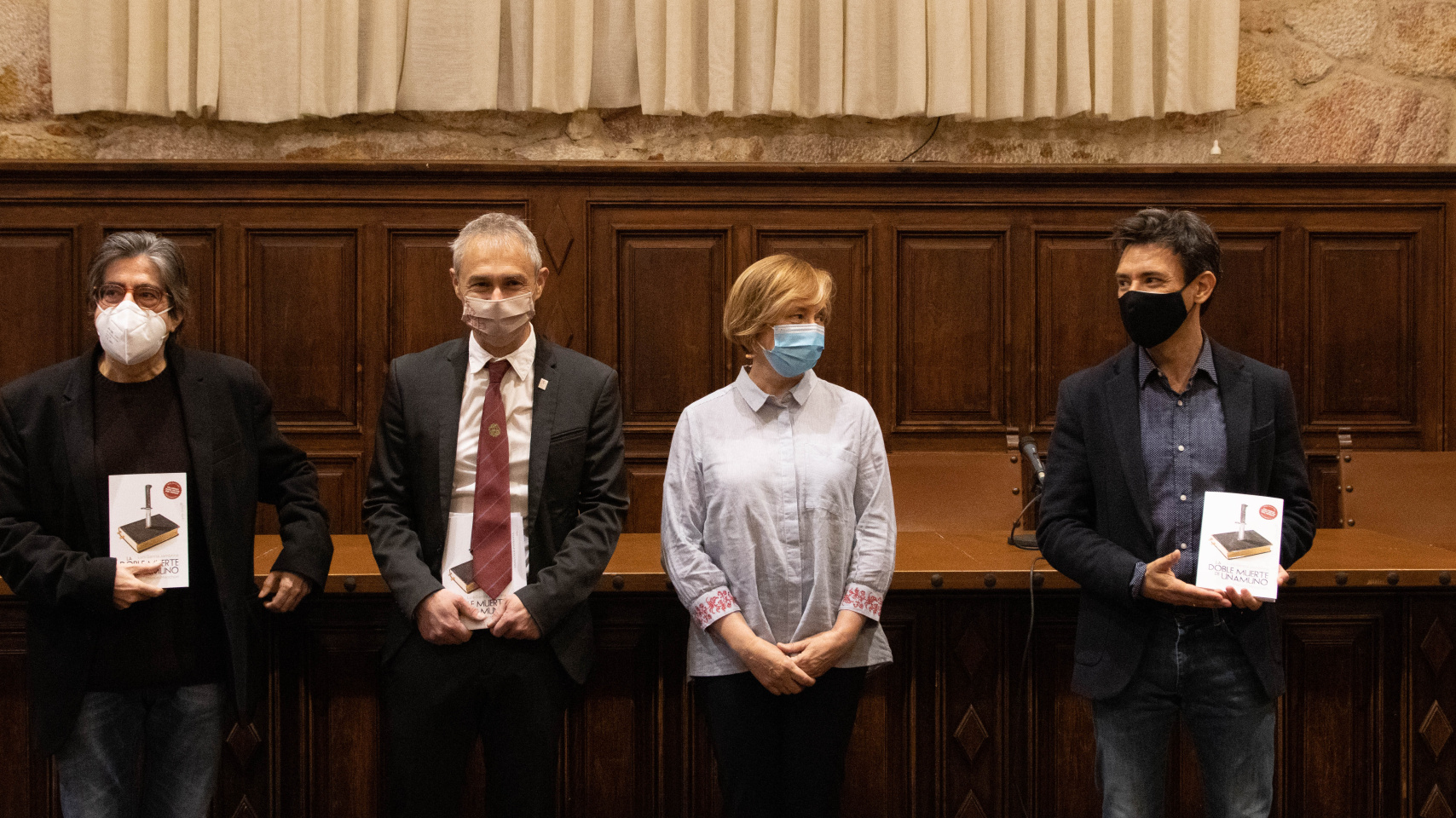 Luis G. Jambrina, Ricardo Rivero, Ana Chaguaceda y Manuel Menchón en la presentación del libro "La doble muerte de Unamuno".