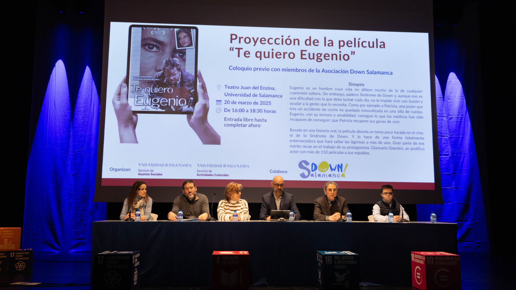 Mesa presidencial del coloquio con la Asociación Down Salamanca