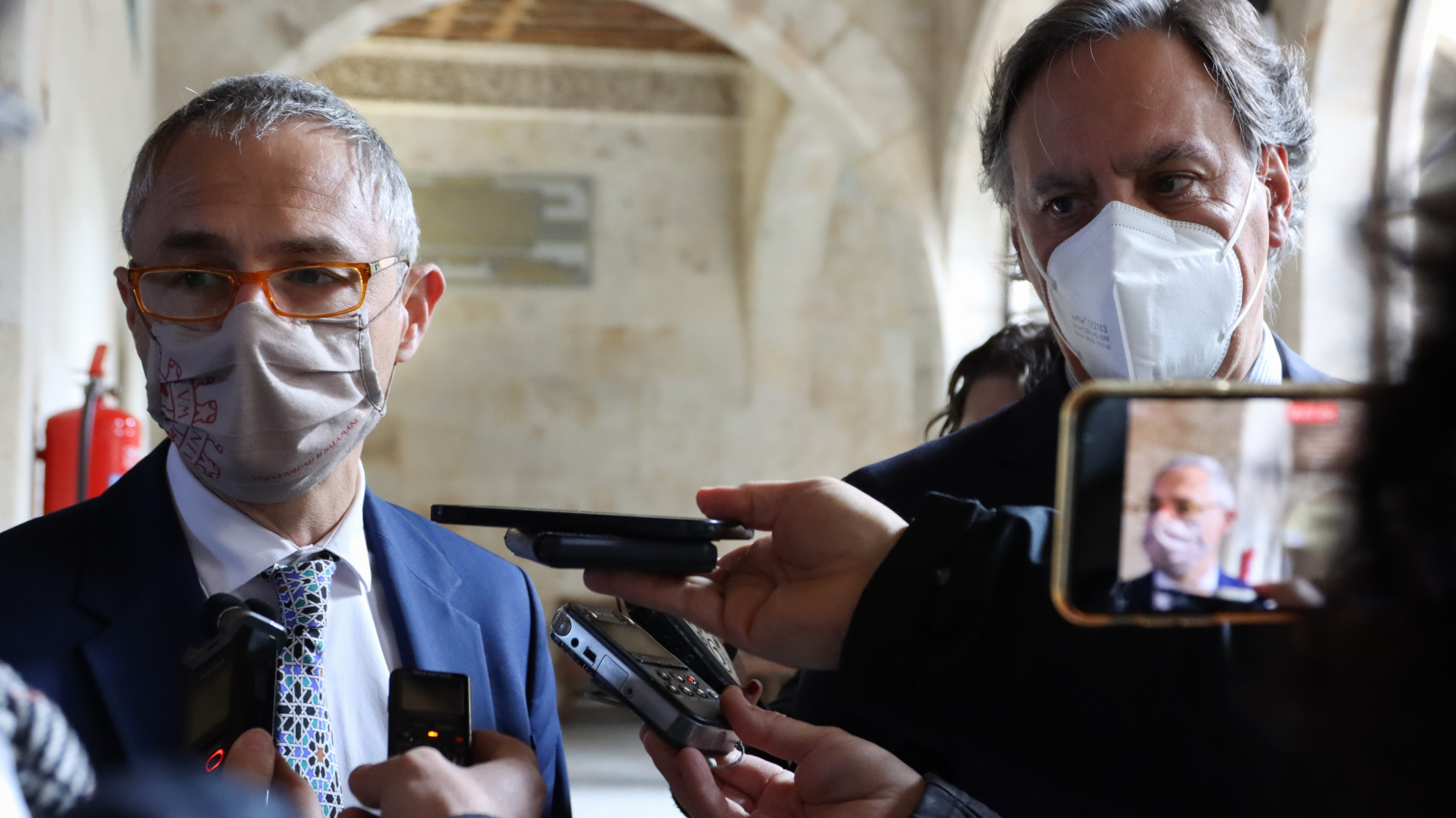Ricardo Rivero Ortega, rector de la Universidad de Salamanca y Carlos García Carbayo, alcalde del Ayuntamiento de Salamanca