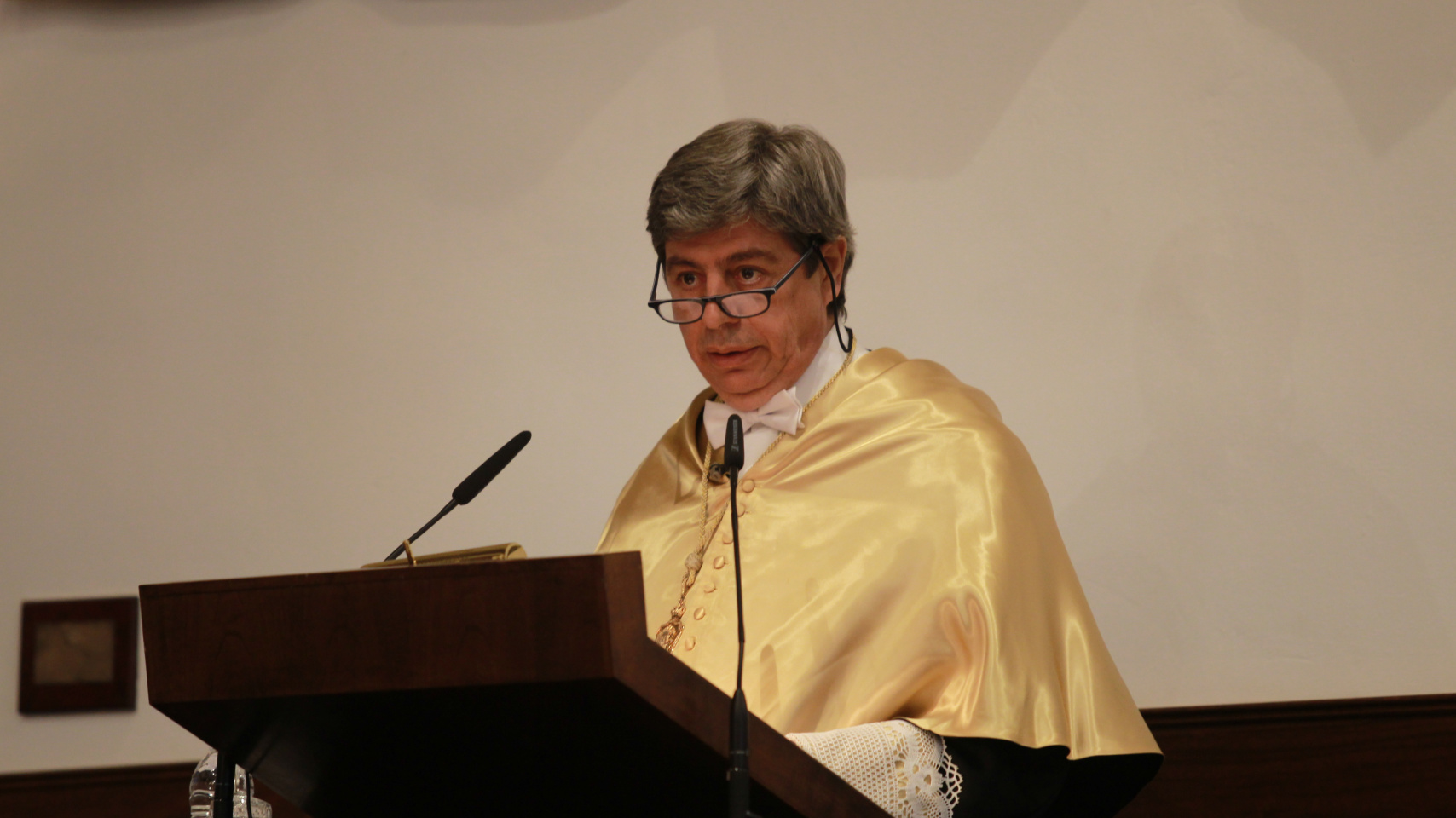 Un momento de la Laudatio del padrino, Juan Jesús Cruz.