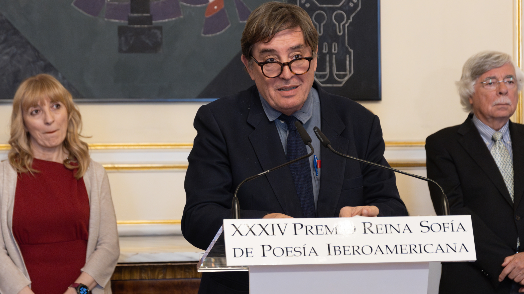 Intervención del poeta Luis García Montero en presentación a medios de la candidatura ganadora