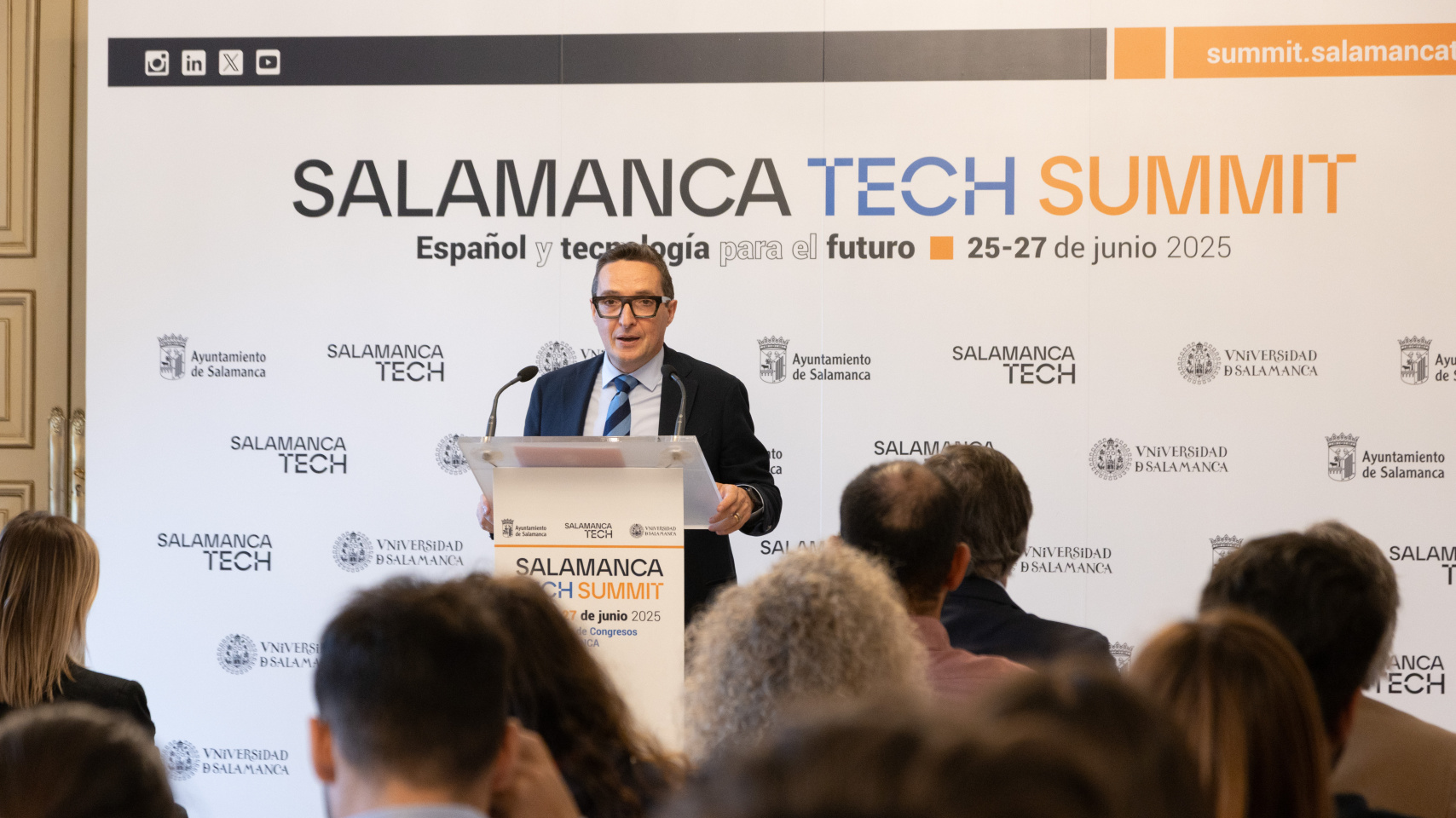 El rector Juan Manuel Corchado en la presentación del programa "Salamanca Tech Summit"