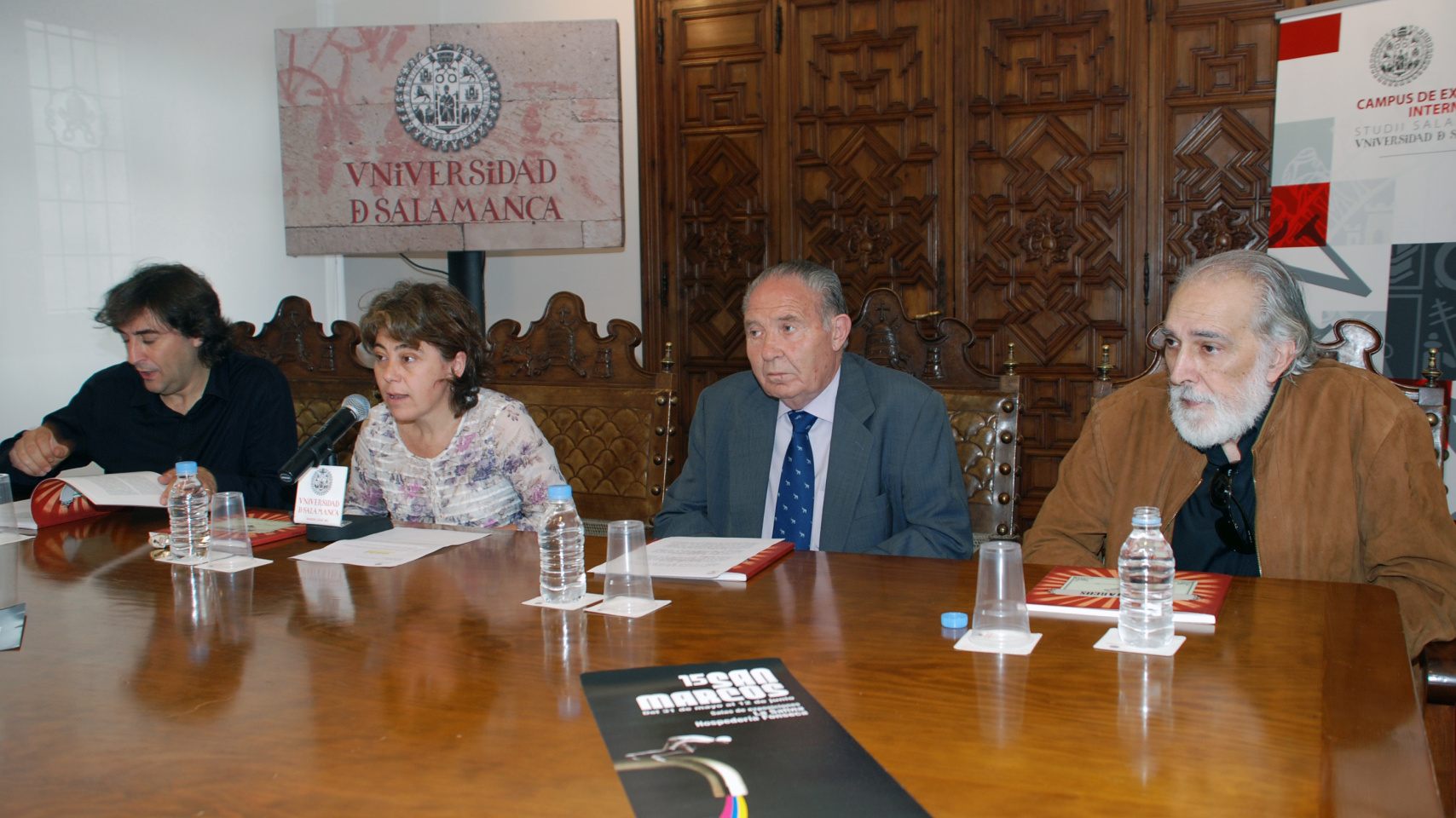 Javier Panera, Cristina Pita, Manuel Martín y Marcelino Llorente, en la presentación de la XV edición de los Premios San Marcos de la Facultad de Bellas Artes