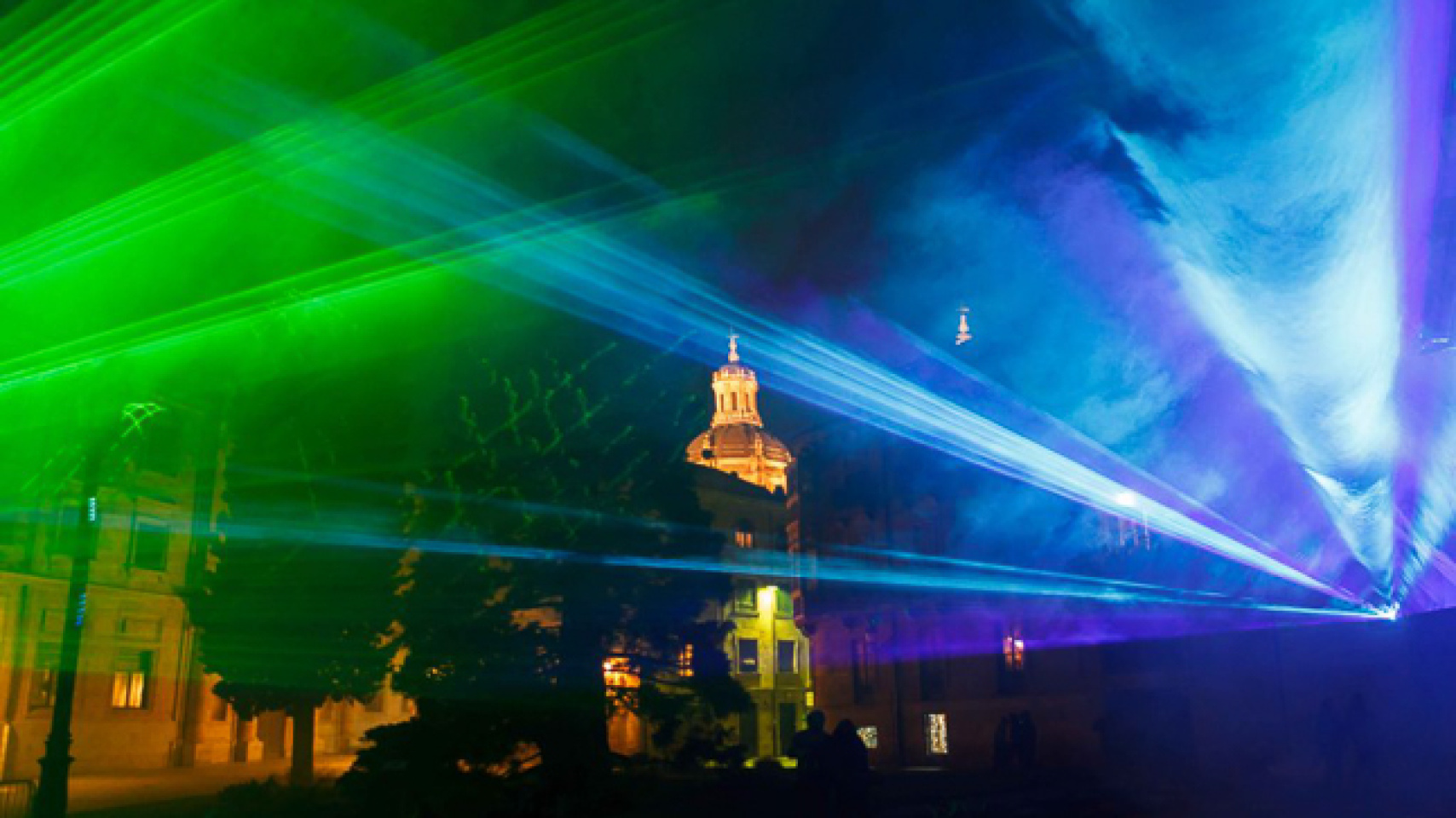 Imagen de un espectáculo de luces en la ciudad de Salamanca