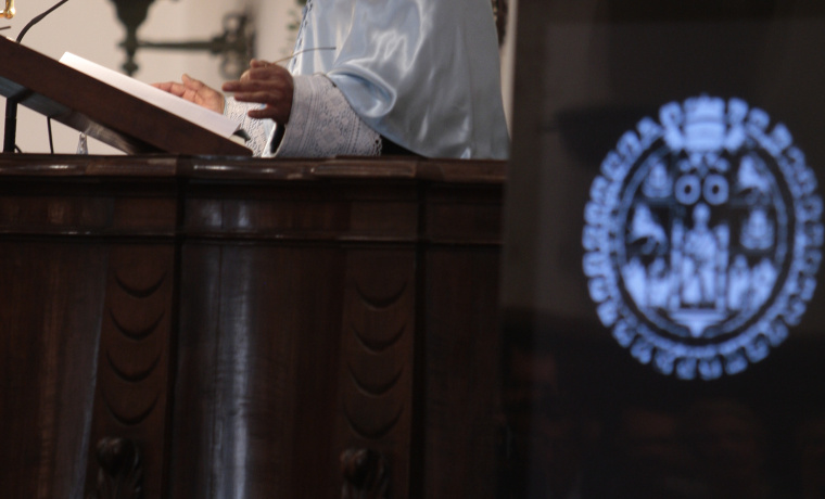 Julio Borrego, en un acto institucional de la Universidad de Salamanca