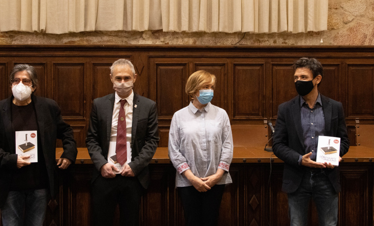 Luis G. Jambrina, Ricardo Rivero, Ana Chaguaceda y Manuel Menchón en la presentación del libro "La doble muerte de Unamuno".