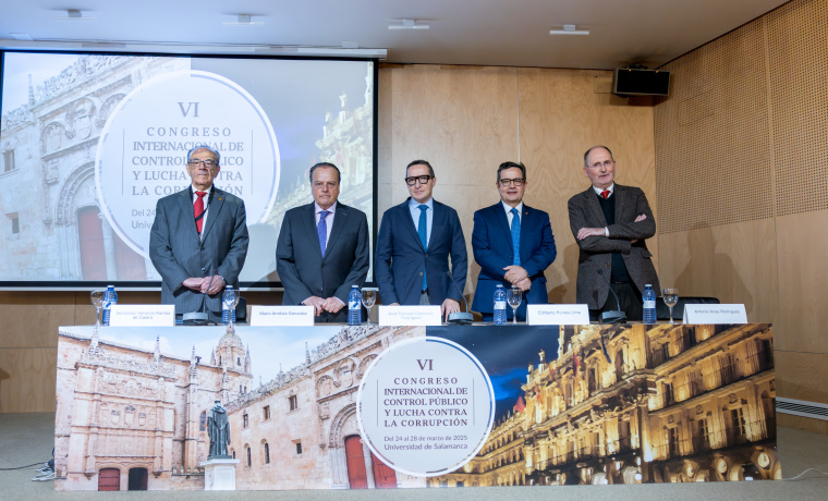 Inauguración del congreso. De izq. a dcha.: Sebastião Helvécio Ramos de Castro, Mario Amilivia González, Juan Manuel Corchado, Edilberto Pontes Lima, y Antonio Arias Rodríguez.