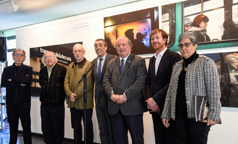 Valentín Cabero, Rui Jacinto, Bienvenido Mena, Enrique Cabero, Victor Amaral y Mª Isabel Martín Jiménez en la inauguración de la exposición.