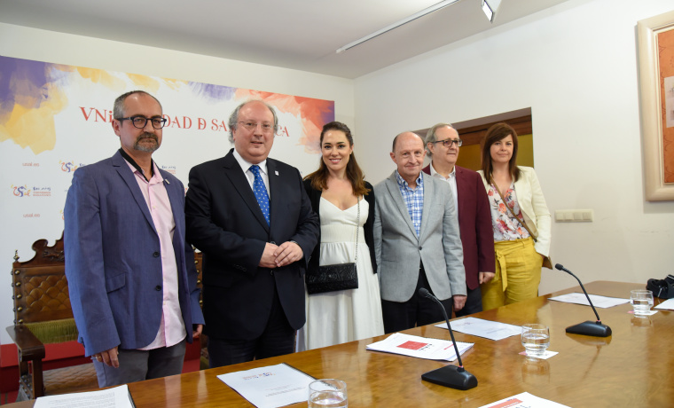 Luis Barrio, Enrique Cabero, Eva Marciel, José Manuel López Antuñano, José Antonio Sayagués y Nuria Galache en la presentación del festival