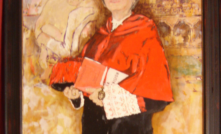 Retrato de Mª del Carmen Calvo Sánchez presente en la Sala de Juntas de la Facultad de Derecho, como homenaje por su paso por el decanato del centro