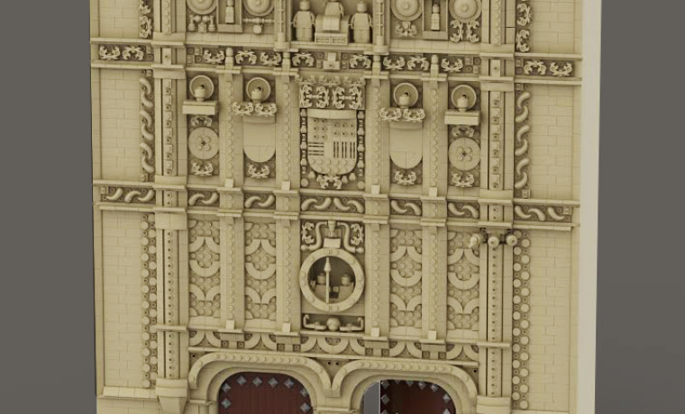 Comienza la reproducción a escala de la fachada del Edificio de las Escuelas Mayores con piezas de LEGO