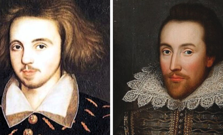 Christopher Marlowe, dramaturgo, poeta y traductor inglés; y William Shakespeare, dramaturgo, poeta y actor inglés. 