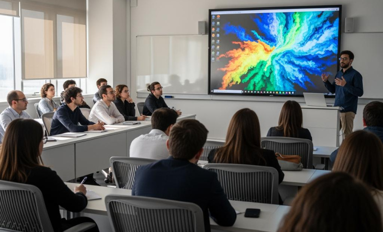 Aula con estudiantes. Imagen generada con IA 