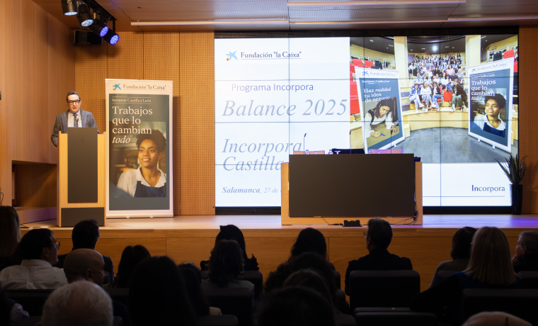 El rector de la USAL reivindica el legado de Vitoria en la presentación del programa ‘Incorpora’ de Fundación La Caixa
